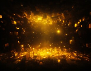 Fototapeta premium dark room with yellow light coming from the ceiling