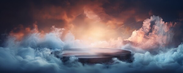 Obraz premium wooden bowl in the middle cloud filled sky