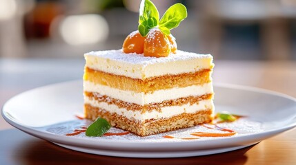 Delicious layered dessert with cream, fruit, and a sprinkle of sugar, perfect for sweet occasions and gourmet presentations.