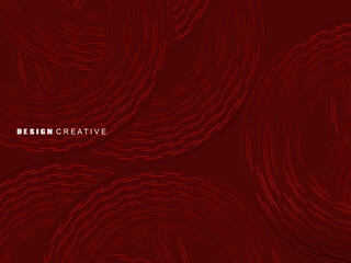 Abstract red glowing geometric lines on dark red background. Modern shiny red circle lines pattern. Futuristic technology concept, perfect for covers, posters, banners, brochures, websites, etc.