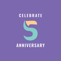 5 Years Anniversary Celebration Vector Template Design Illustration