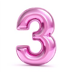number "7" in pink, 3d, shiny, metallic, hd, 4k, isolated on white background