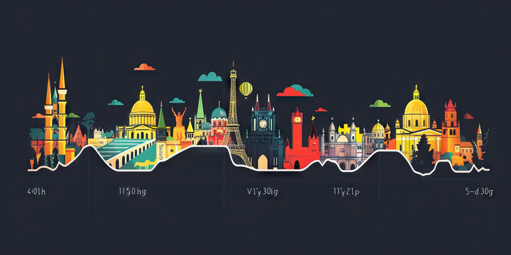 A line graph depicting the number of tourists visiting European countries over the years. 