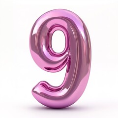 number "7" in pink, 3d, shiny, metallic, hd, 4k, isolated on white background