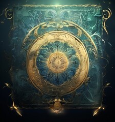 Naklejka premium gold and blue background with circular design
