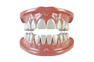 3D dental model upper and lower human teeth. Isolated on PNG cutout transparent background.