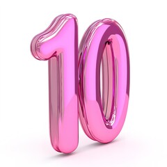 number "7" in pink, 3d, shiny, metallic, hd, 4k, isolated on white background