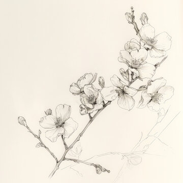 flower, cherry, Japan, floral, vector, nature, illustration, pattern, plant, drawing, leaf, art, vintage, decoration, sketch, branch, design, flowers, blossom, summer, spring, black, rose, garden, bea