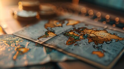 Naklejka premium Detailed cartographic world map depicting continents countries and geographic features showcasing themes of adventure discovery and global for educational and planning purposes