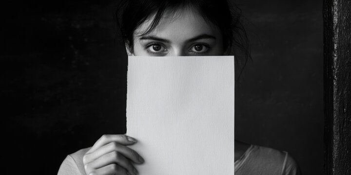 Woman with paper mask