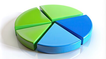 Obraz premium Vibrant blue and green pie chart slices demonstrate significant majority with 90% portion filling most of the circle, conveying overwhelming support or dominant market share.