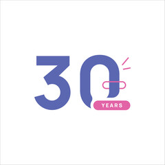 30 Years Anniversary Number Design Flat Style Collection Vector Template Illustration