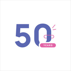 50 Years Anniversary Number Design Flat Style Collection Vector Template Illustration