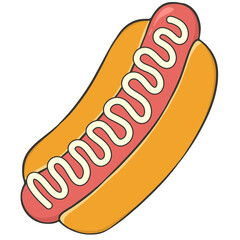 hot dog with mayonnaise cartoon illustration