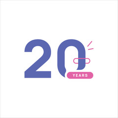 20 Years Anniversary Number Design Flat Style Collection Vector Template Illustration
