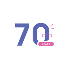 70 Years Anniversary Number Design Flat Style Collection Vector Template Illustration