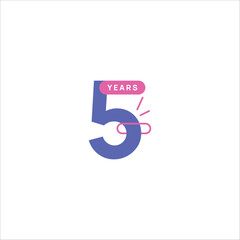 5 Years Anniversary Number Design Flat Style Collection Vector Template Illustration