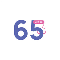 65 Years Anniversary Number Design Flat Style Collection Vector Template Illustration