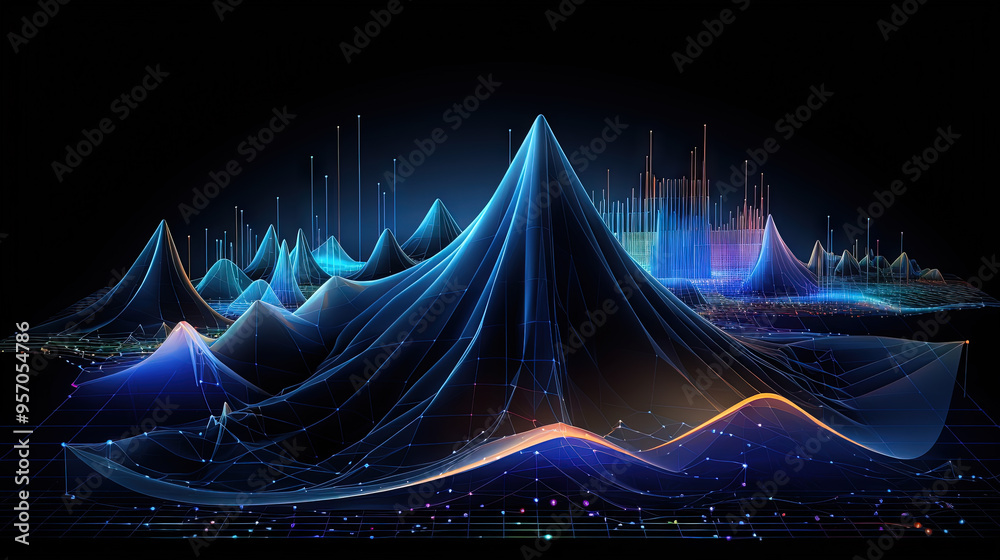 Aufkleber Abstract business graph in mountain style. Data connection concept element for business.