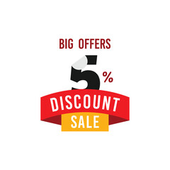 5% Discount Sale Big Offer Flat Design Vector Template Illustration