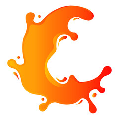 Orange Splatter Cartoon Design. Flat Vector Illustration