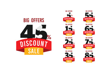 45% Discount Sale Big Offer Flat Design Collection Vector Template Illustration