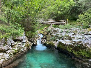 Sunik water grove or waterfalls on the Lepenca stream (Bovec, Slovenia) - Der Sunik-Wasserhain oder Wasserfälle am Bach Lepenca (Slowenien) - Šunikov vodni gaj v Lepeni (Slovenija)