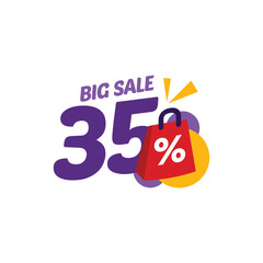 35% Discount Big Sale Flat Design Vector Template Illustration