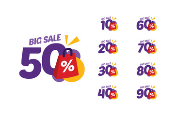 50% Discount Big Sale Flat Design Vector Template Illustration