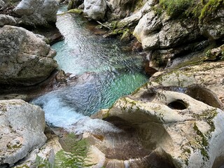 Sunik water grove or waterfalls on the Lepenca stream (Bovec, Slovenia) - Der Sunik-Wasserhain oder Wasserfälle am Bach Lepenca (Slowenien) - Šunikov vodni gaj v Lepeni (Slovenija) © Mario
