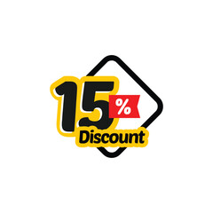 15% Discount Big Sale Flat Design Vector Template Illustration