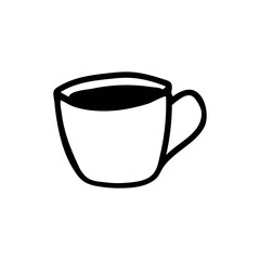 Coffee and tea cup outline icon isolated flat design vector illustration on white background.