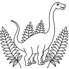 Diplodocus walking among giant ferns