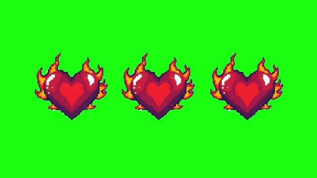 Heart Flames in Green screen Video