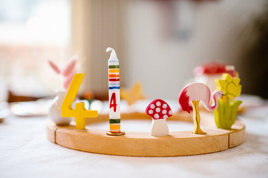 Colorful child's birthday cake decorations