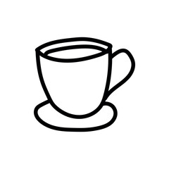 Coffee and tea cup outline icon isolated flat design vector illustration on white background.