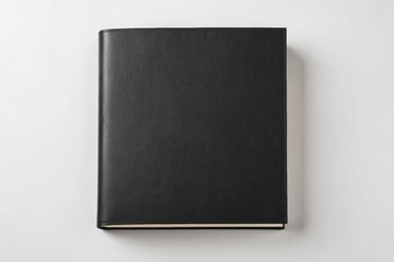 Fototapeta premium Black Leather mockup book with cover color isolated on white background, front view
