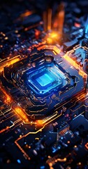 Obraz premium cpu chip with glowing lights