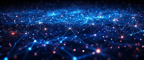 Obraz premium dark background with many connected lines and dots