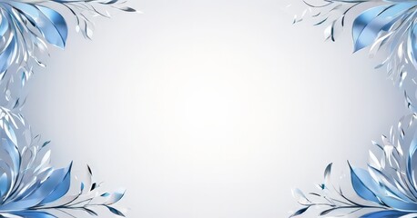 Fototapeta premium blue floral background with silver leaves and flowers