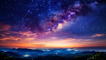 Fototapeta premium night sky with stars and mountain range