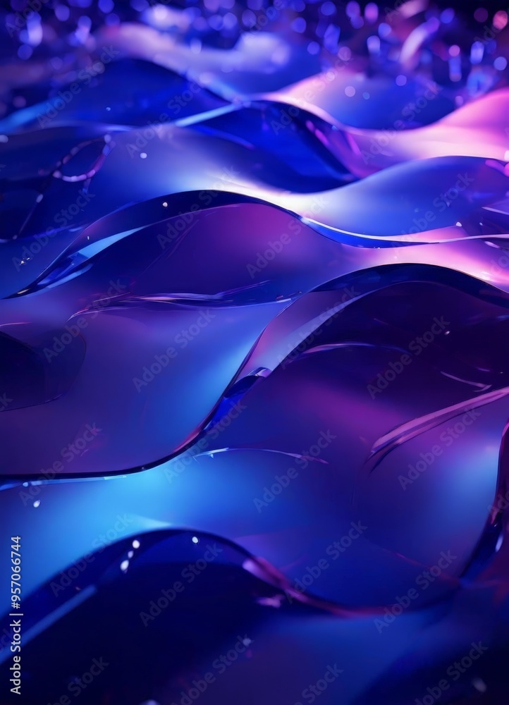 Sticker abstract background with blue and pink waves