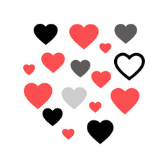 set of hearts, different kinds of heart shape vectors, simple and clean