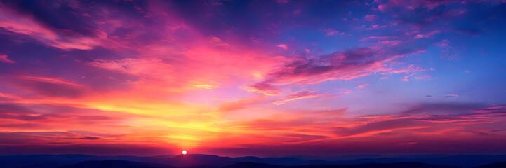 Obraz premium sunset with bright orange and blue sky