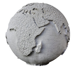 sculpture of a stone globe isolated