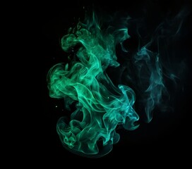 Fototapeta premium green smoke on black background