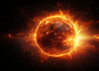 Obraz premium sun with bright orange and yellow ring