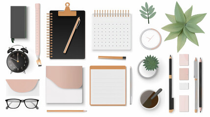 set of office icons and office equipment