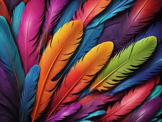 Exotic bird feather background with vivid hues