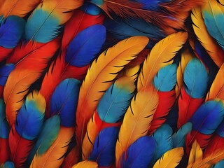 Obraz premium Exotic bird feather background with vivid hues